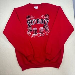 Vintage NHL Detroit Red Wings Player Graphic Print Pullover Sweatshirt Large